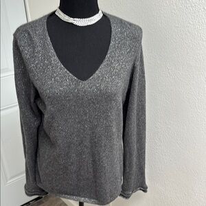 Ann Taylor Gray V-Neck Sweater